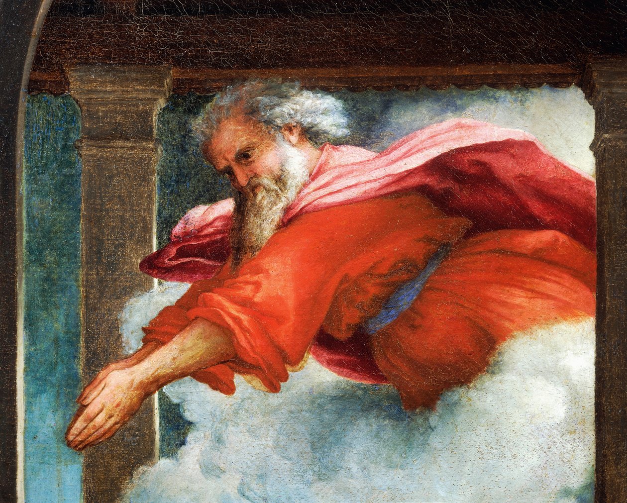 De Eeuwige Vader, detail van de Annunciatie, ca. 1434, door Lorenzo Lotto, olieverf op doek door Lorenzo Lotto