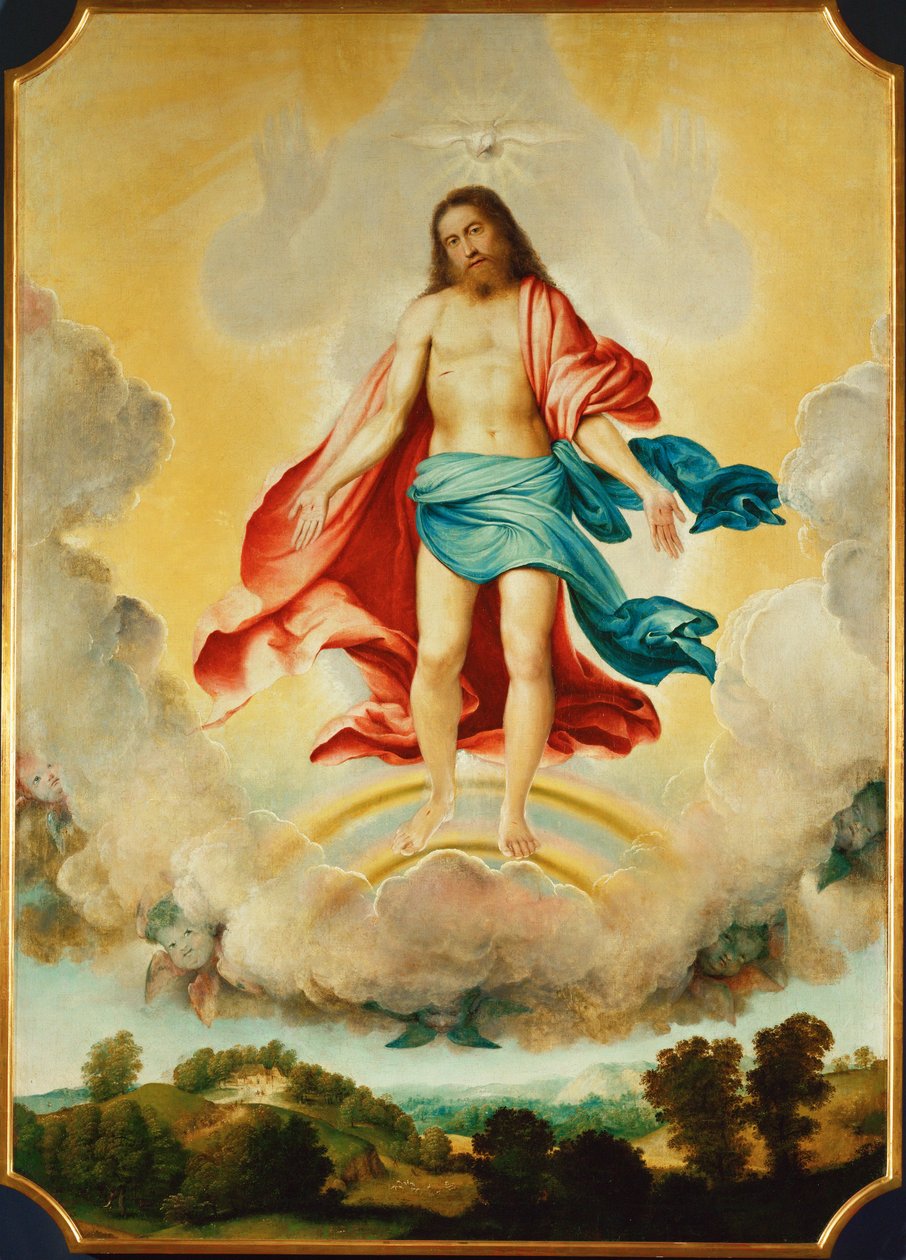 De Heilige Drie-eenheid (schilderij op doek) door Lorenzo Lotto