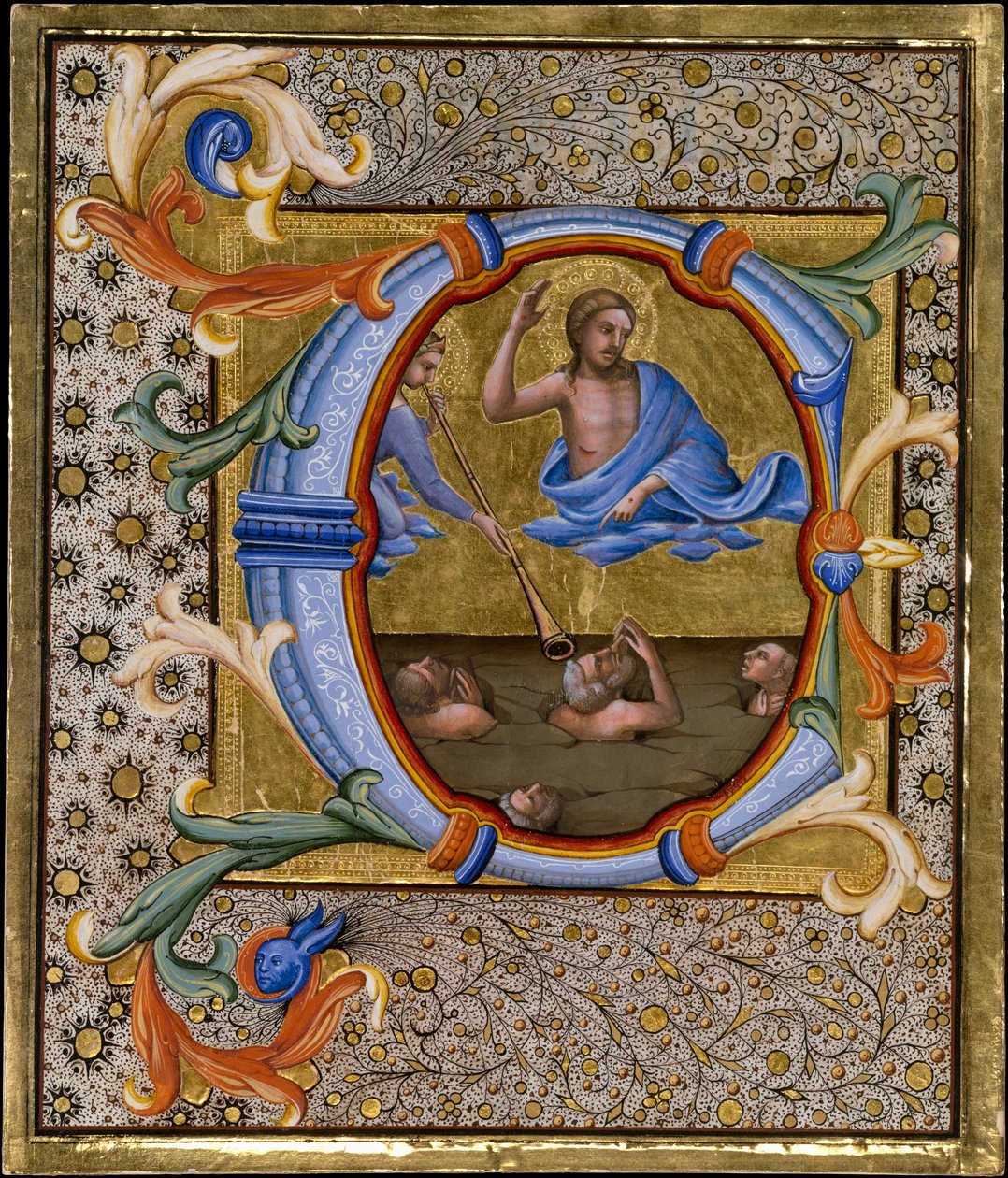 Laatste oordeel in een initiaal C, ca. 1406-7 door Lorenzo Monaco