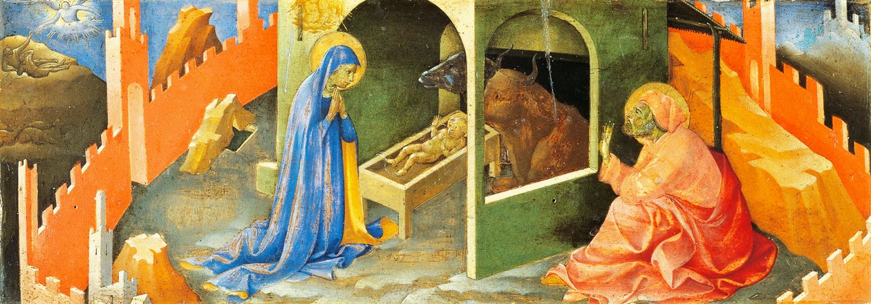 Geboorte van Jezus, sectie van predella, door Lorenzo Monaco door Lorenzo Monaco