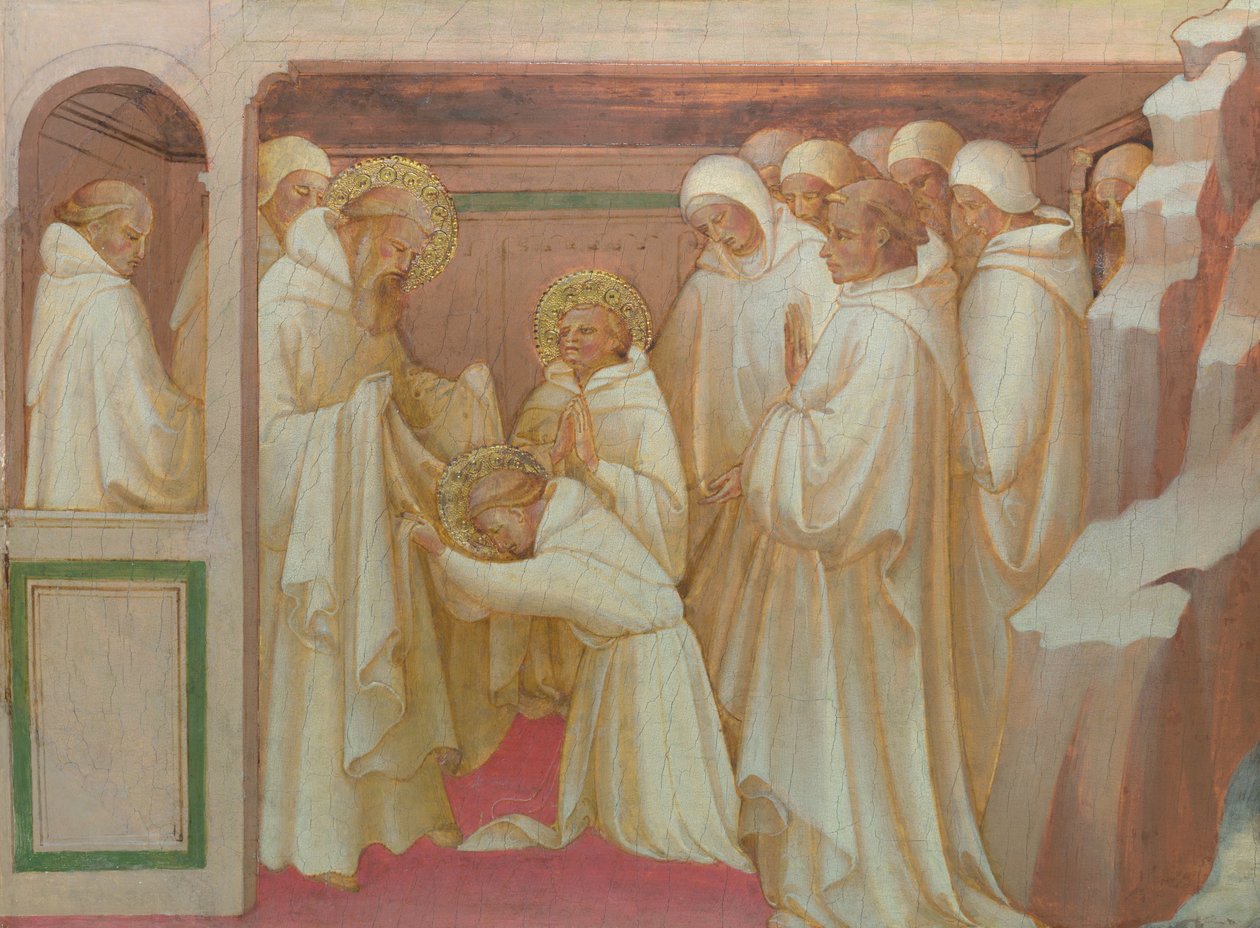 Sint-Benedictus die heiligen toelaat tot de orde door Lorenzo Monaco