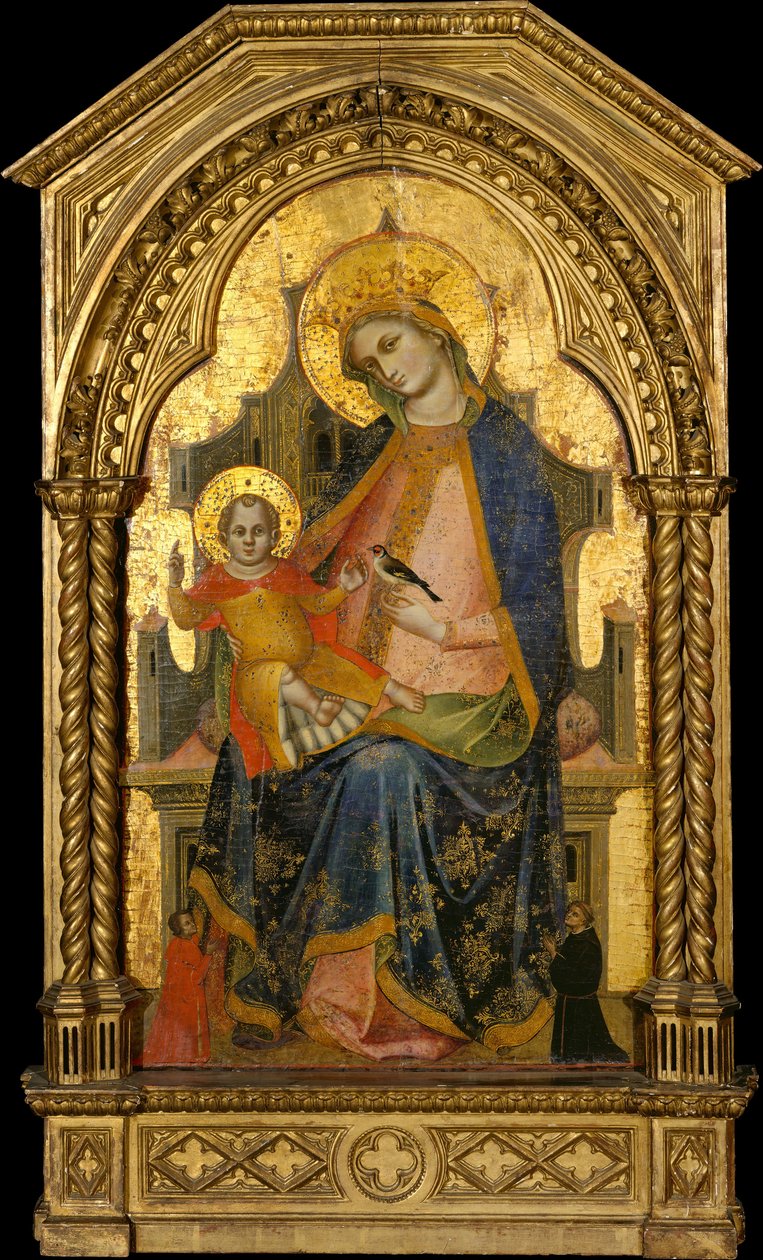 Madonna en Kind op de Troon met Twee Schenkers, ca. 1360-65 door Lorenzo Veneziano
