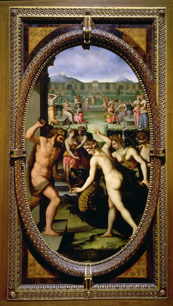 Hercules doodt de draak van de Hesperiden door Lorenzo dello Sciorina
