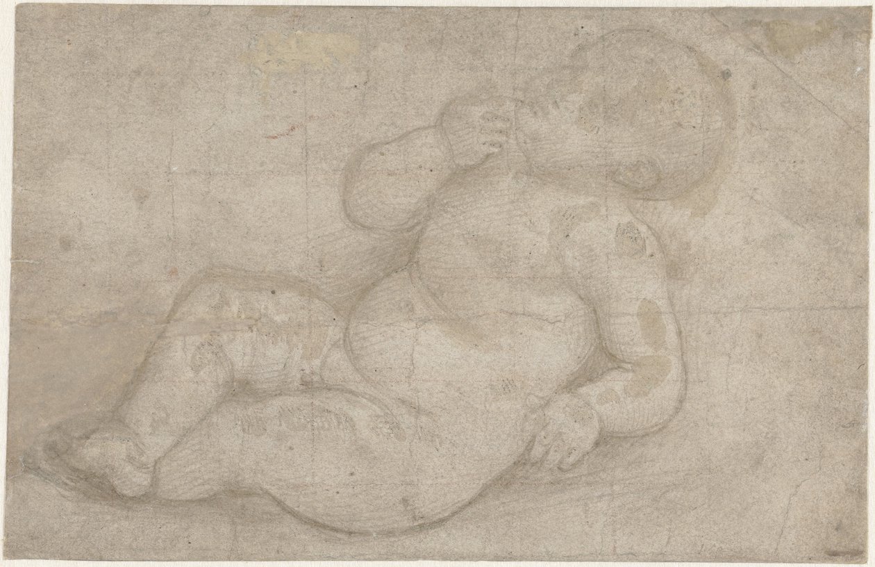 Studie voor een liggend Christuskind door Lorenzo di Credi (attributed to)