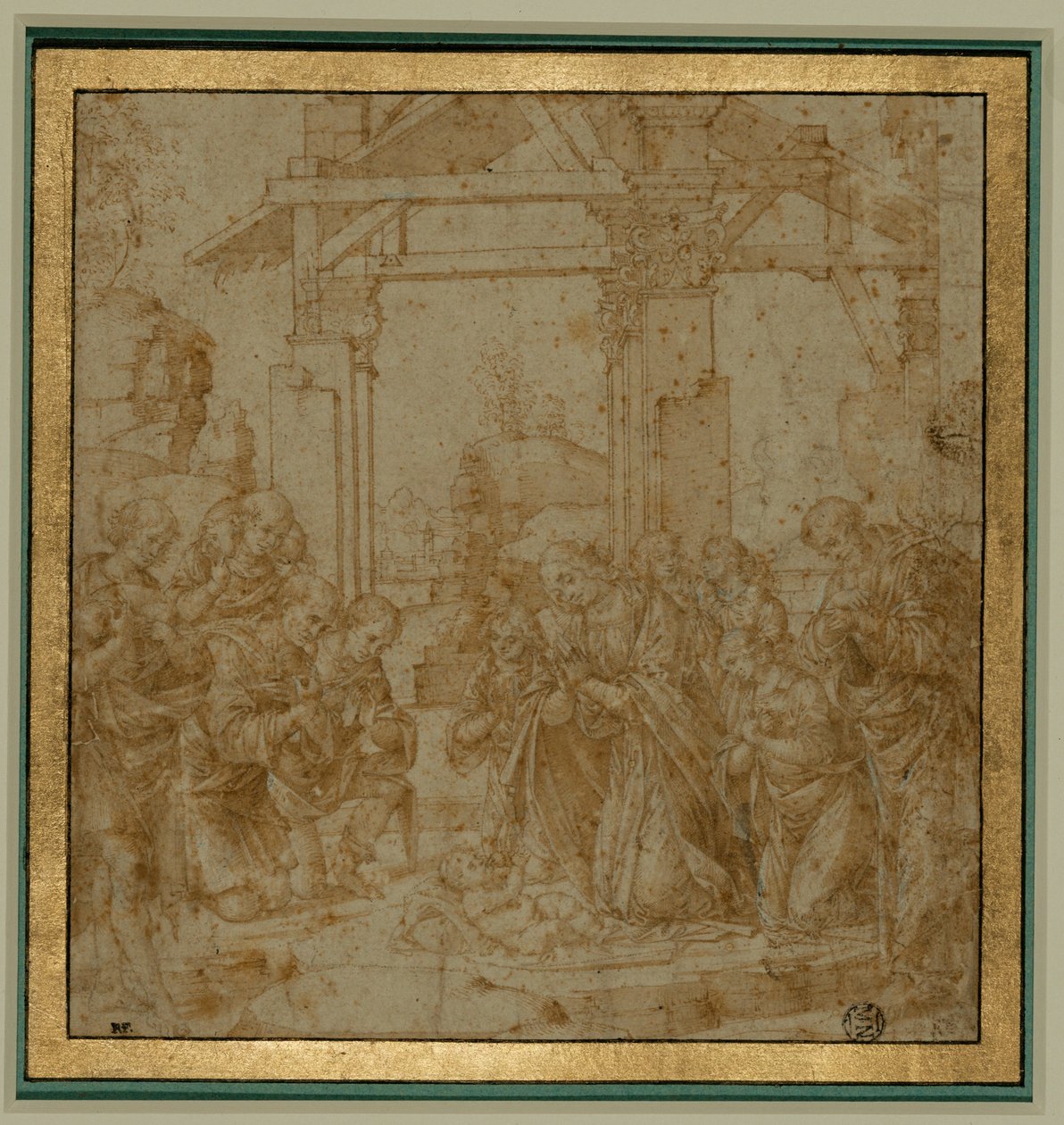 Aanbidding van de herders ... door Lorenzo di Credi