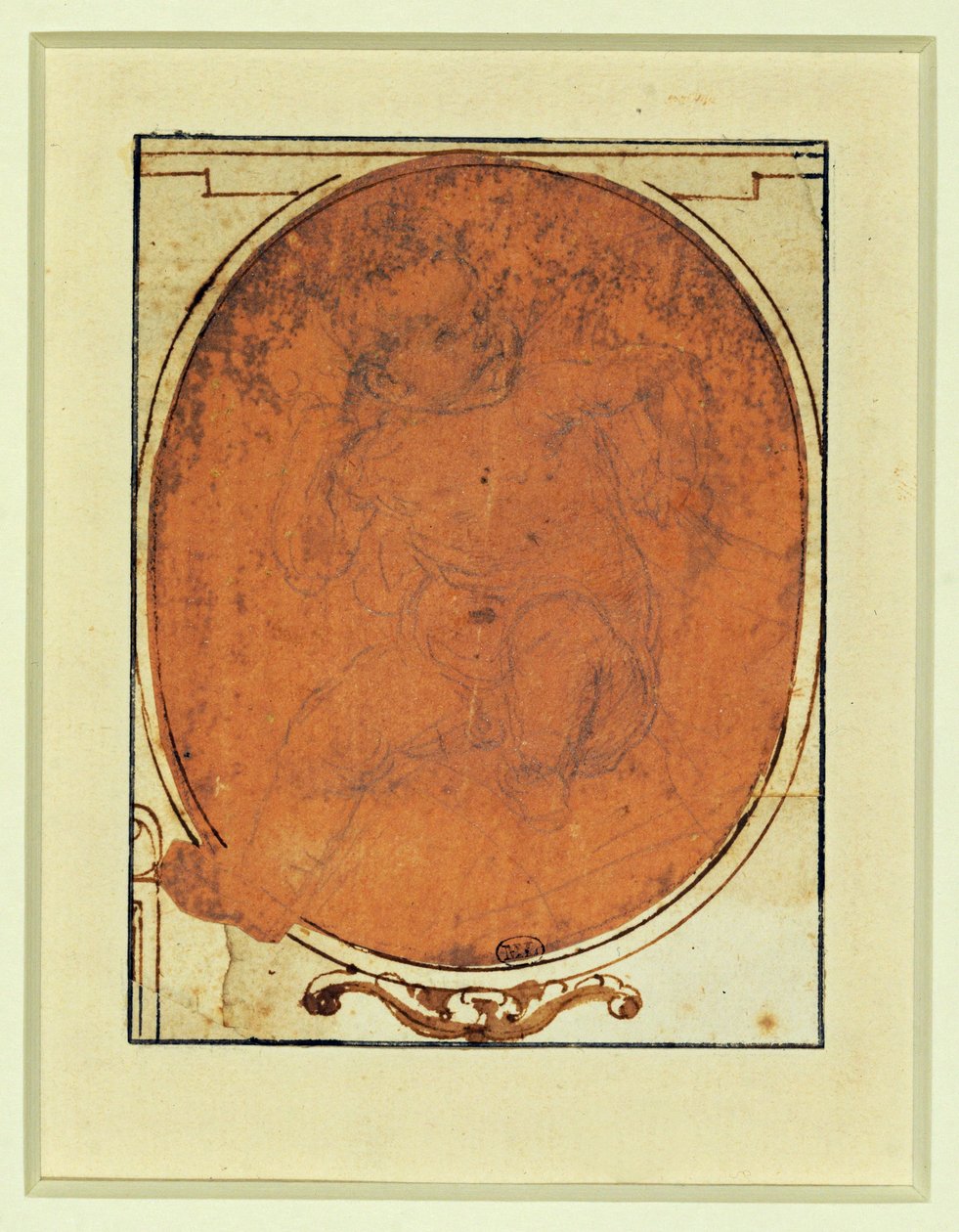 Madonna. Zilveren penpunt op roze papier ... door Lorenzo di Credi