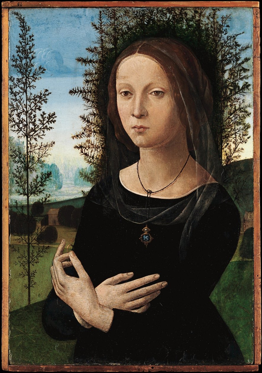 Portret van een jonge vrouw door Lorenzo di Credi