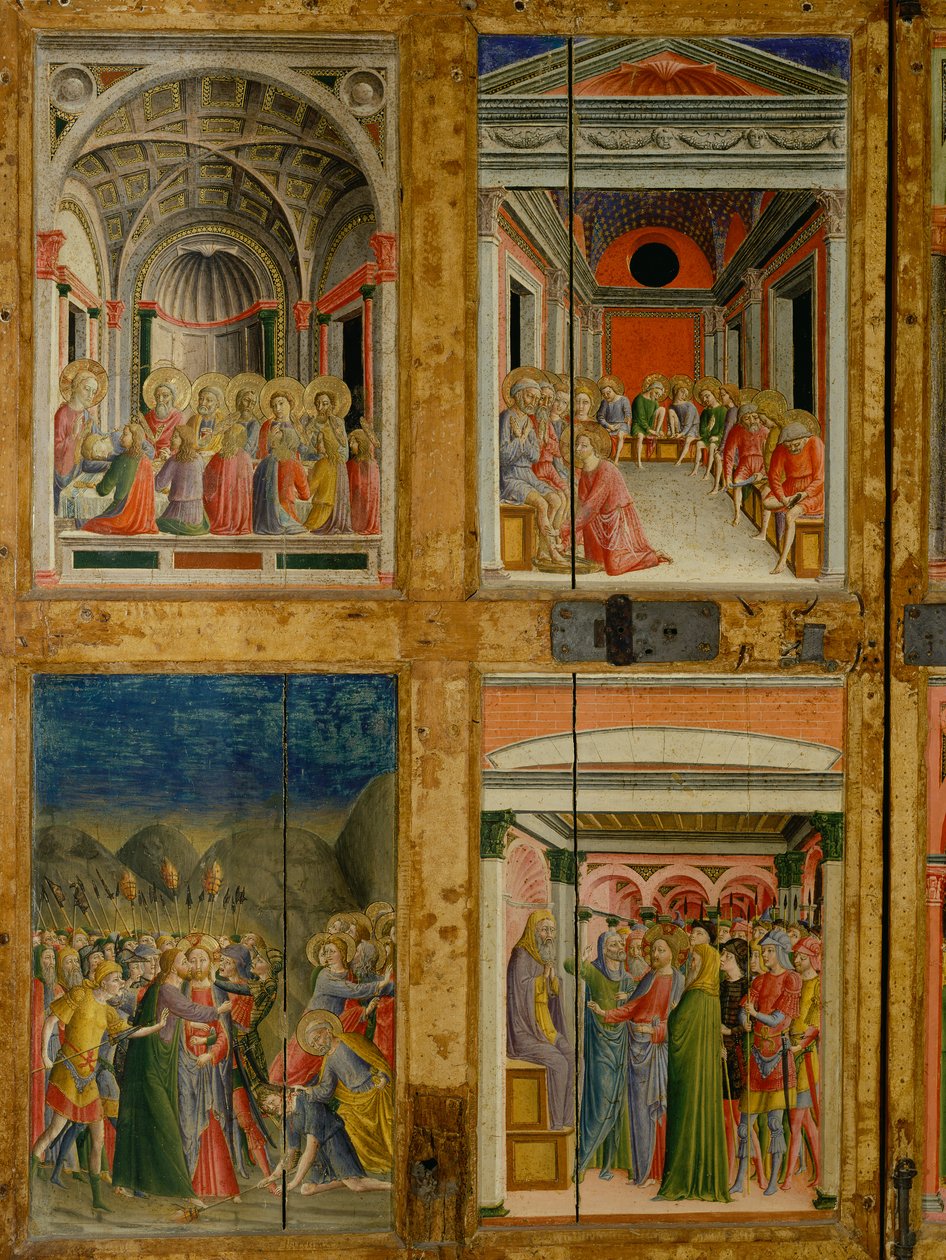 Reliekschrijn van de deuren van Santa Maria della Scala. binnenpaneel door Lorenzo di Pietro Vecchietta