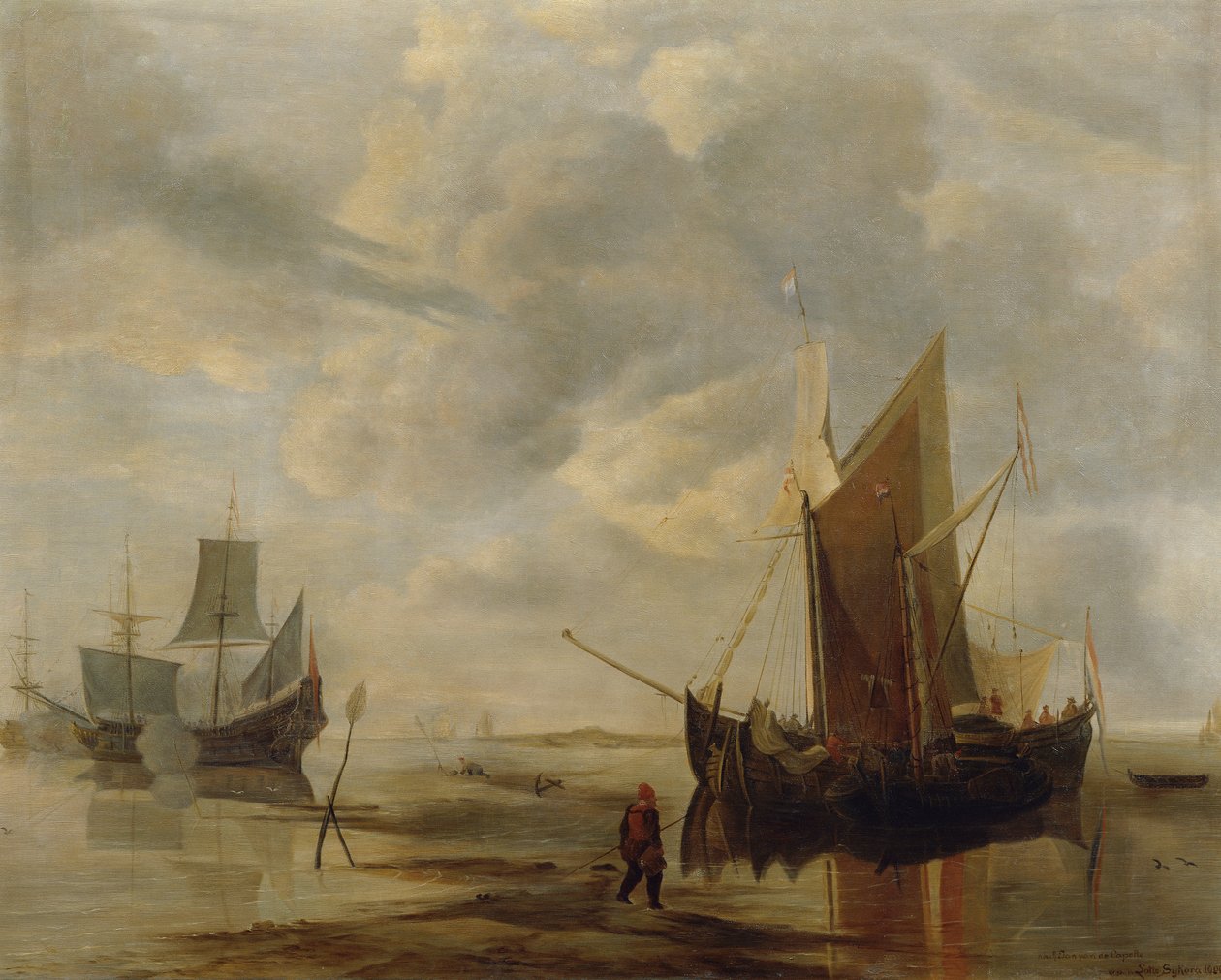 Zeegezicht (Kopie naar Jan van de Capelle) door Lotte Sykora
