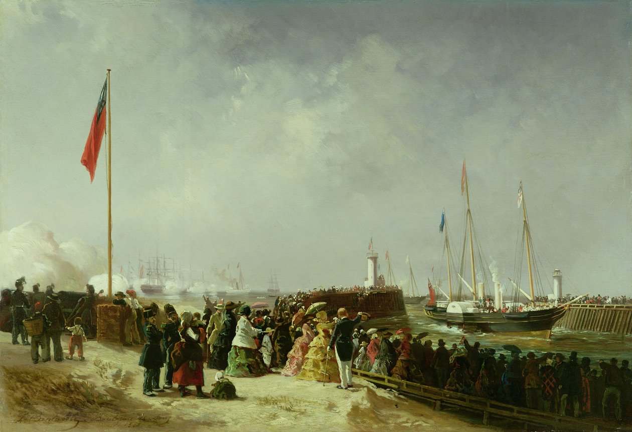 Het Vertrek van het Stoomschip in Boulogne door Louis Bentabole