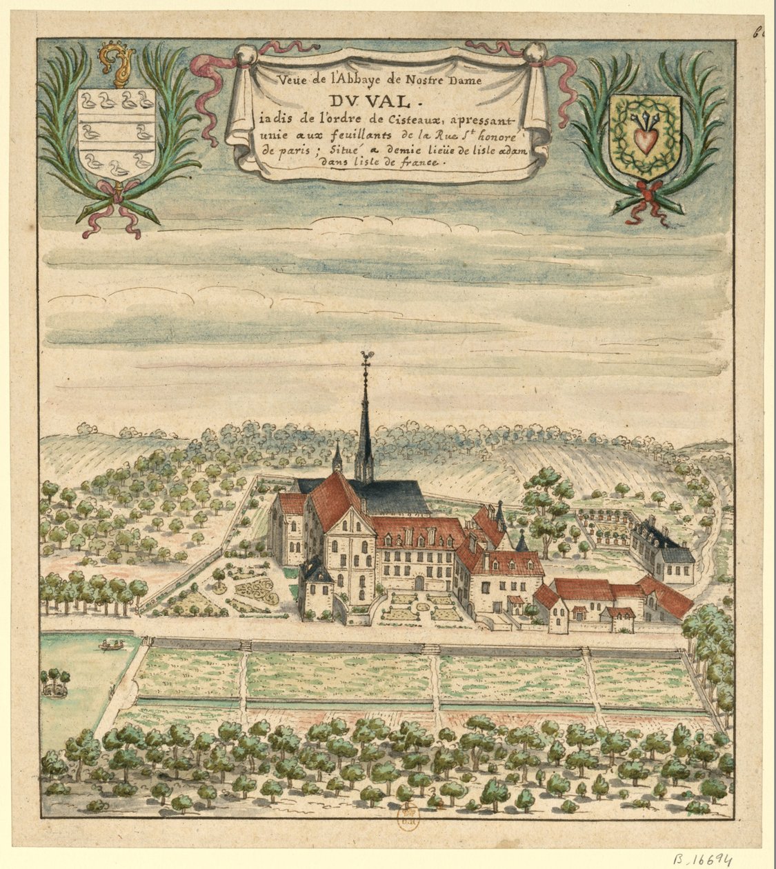 De abdij Notre-Dame du Val aan het begin van de XVIIIe eeuw (Val-d