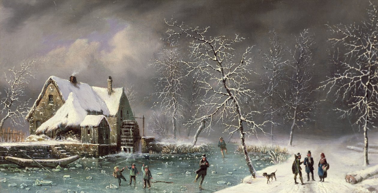 Winterscène door Louis Claude Mallebranche