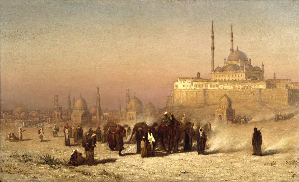 Op Weg tussen Oud en Nieuw Caïro, Citadelmoskee van Mohammed Ali, en Graven van de Mamelukken door Louis Comfort Tiffany