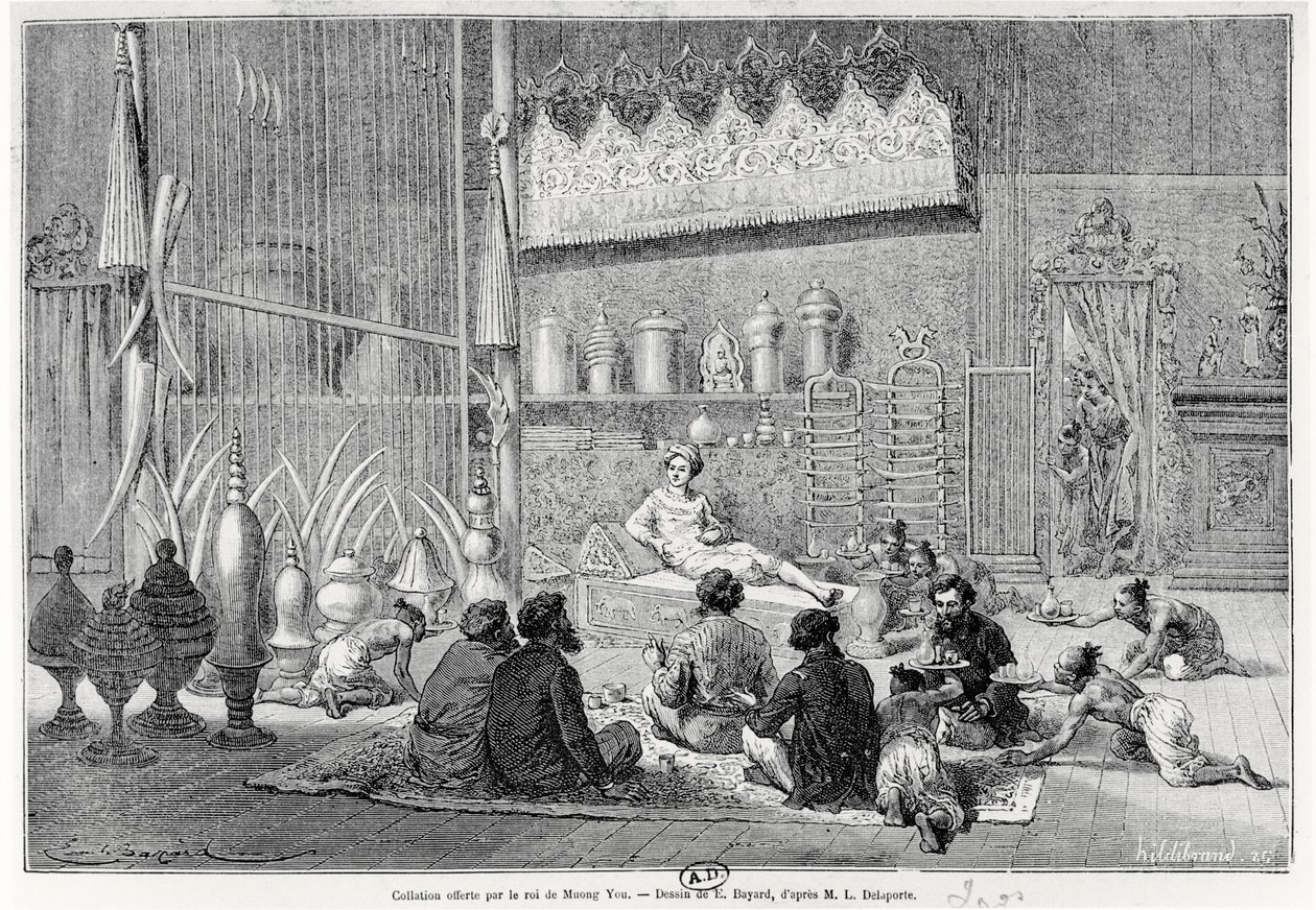 Voedsel aangeboden door de koning van Muong You, 1877 door Louis Delaporte