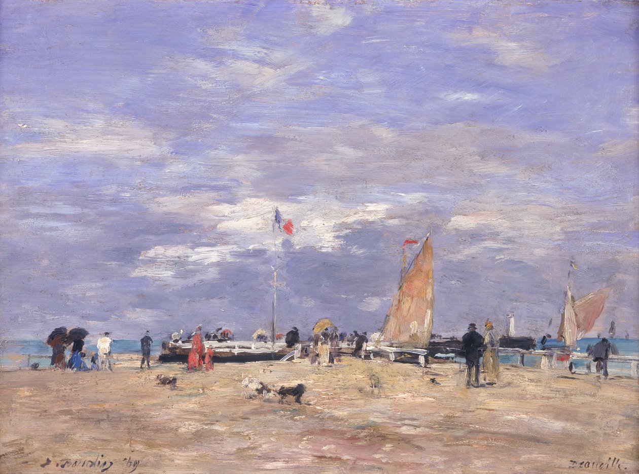 De pier van Deauville, 1869 door Eugene Louis Boudin