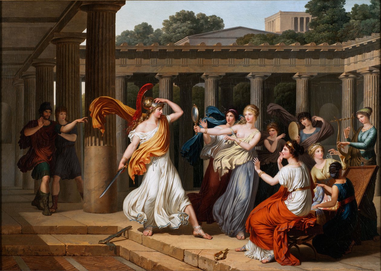 Odysseus herkent Achilles tussen de dochters van Lycomedes door Louis Gauffier