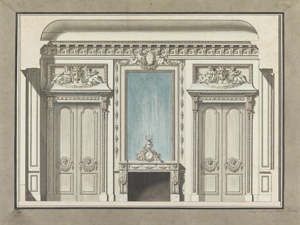 Sectie van een salon door Louis Gustave Taraval