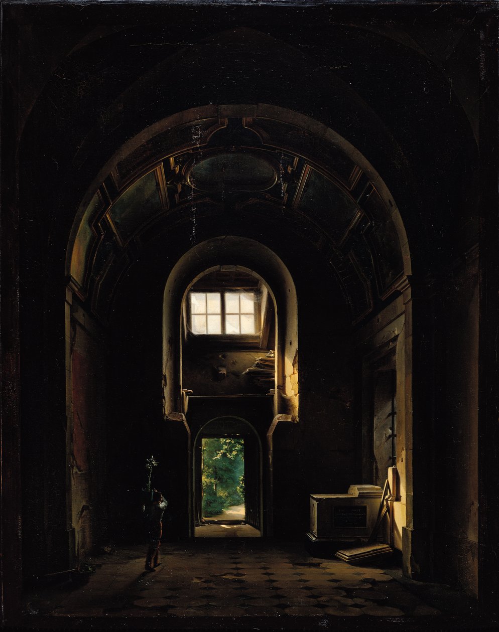 Interieur van de kapel van Saint-Philippe in de Eglise des Feuillants in Parijs, 1814 door Louis Jacques Mande Daguerre