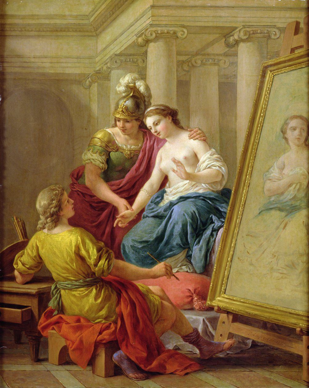 Apelles verliefd op de minnares van Alexander, 1772 door Louis Jean François Lagrenée
