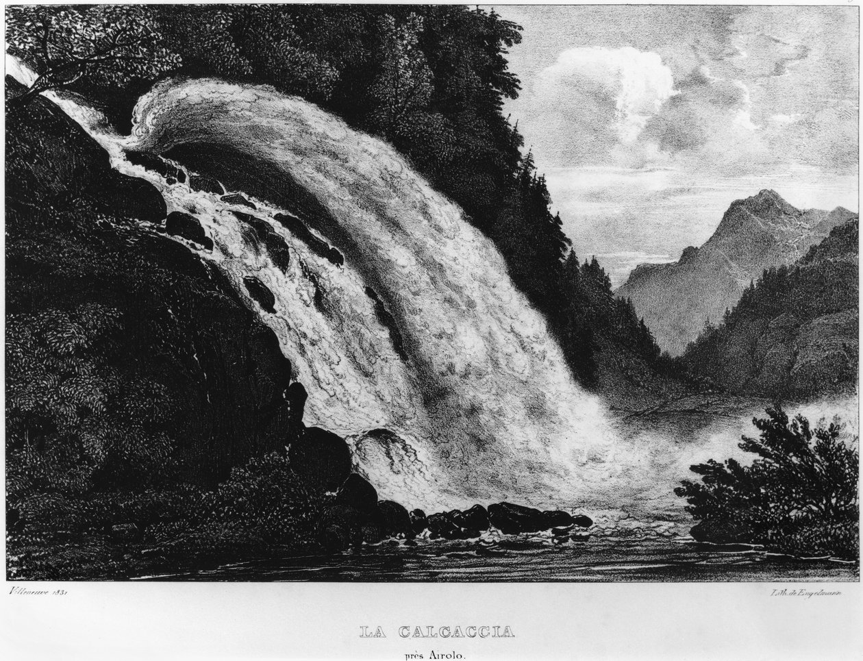 Uitzicht op de Calcaccia-waterval door Louis Jules Frederic Villeneuve