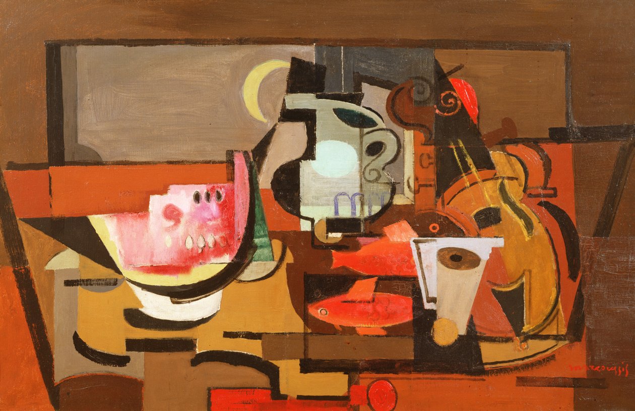 Stilleven met een Schijf Watermeloen door Louis Marcoussis