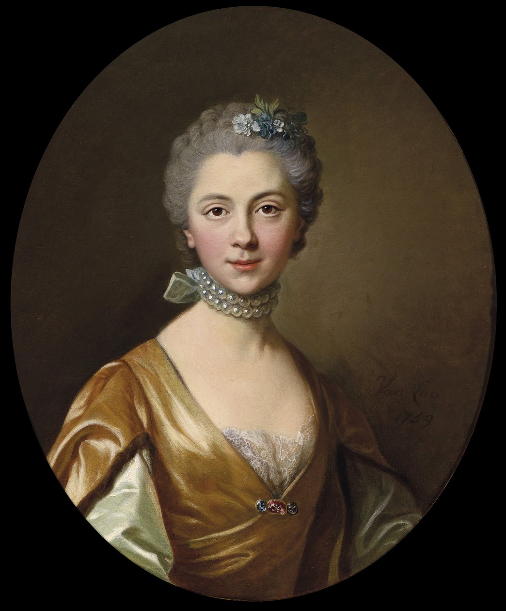 Portret van een jonge vrouw door Louis Michel van Loo