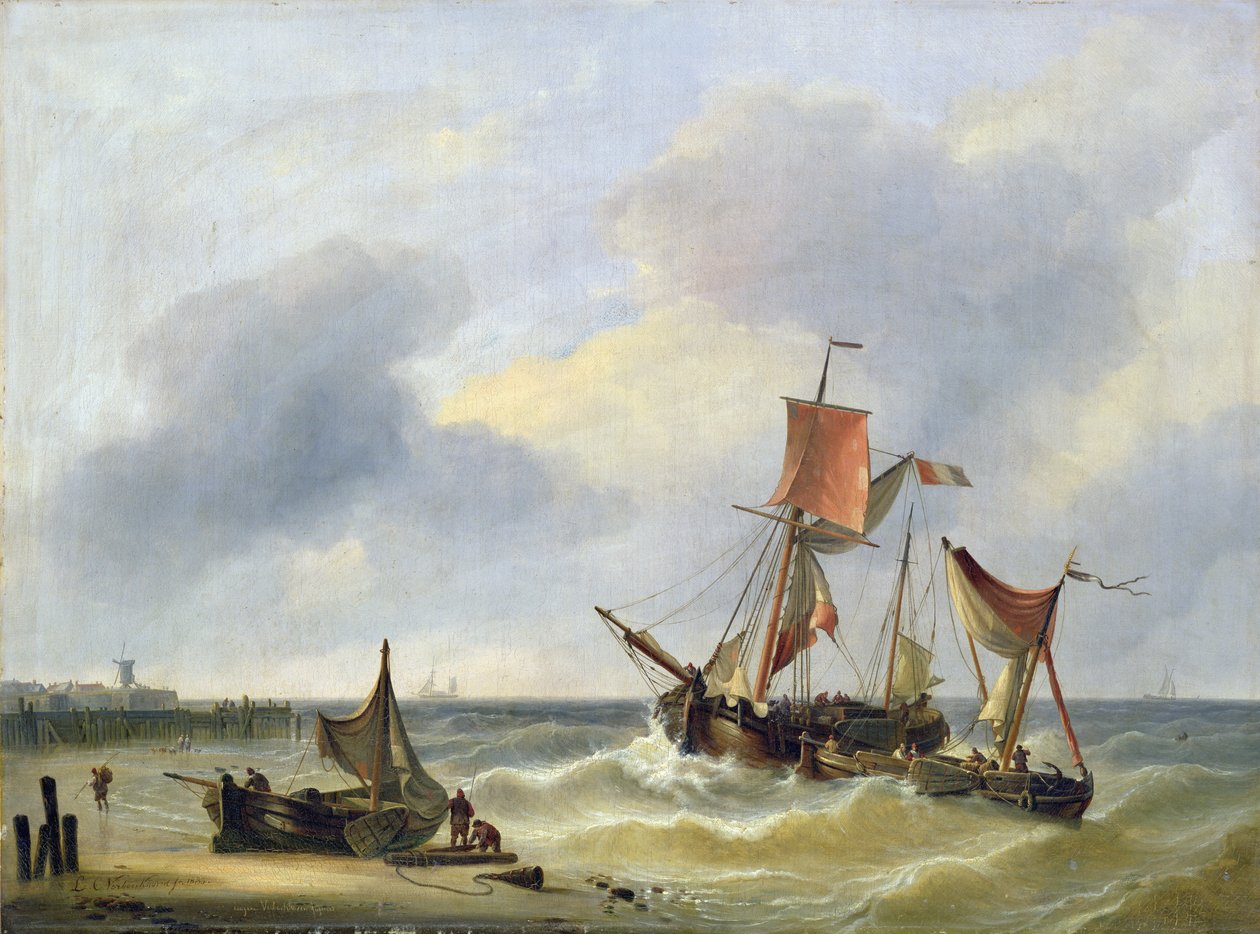Kustzicht, 1833 door Louis Verboeckhoven