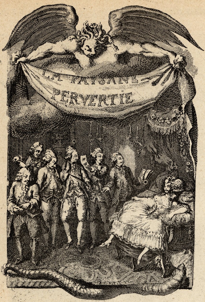 Illustratie voor La Paysanne pervertie ou les Dangers de la ville door Restif de La Bretonne (1734-1806) Franse schrijver. Gravure door Binet uit de 18e eeuw. door Louis (after) Binet