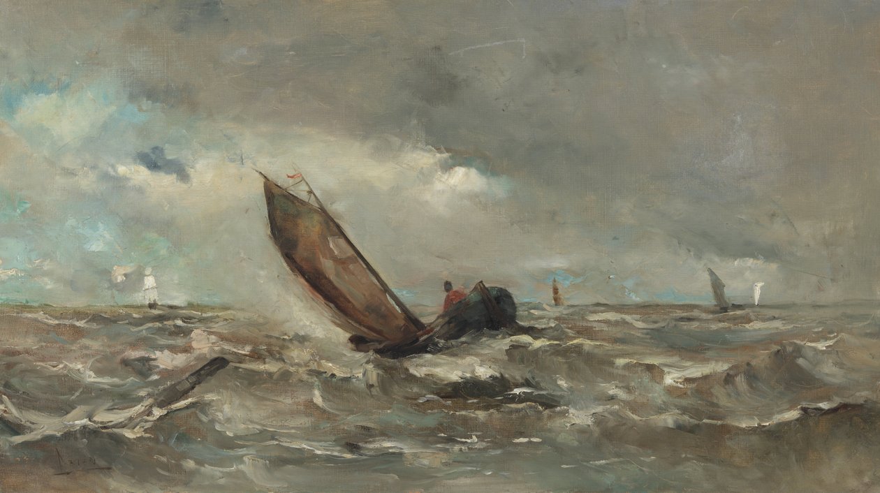 Dutch: Boot in de storm door Louis Artan