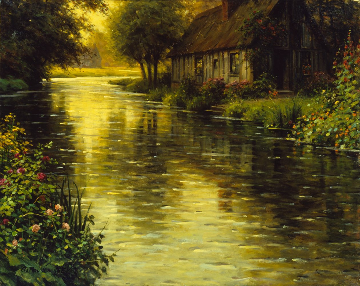 Het gouden uur (olieverf op doek) door Louis Aston Knight