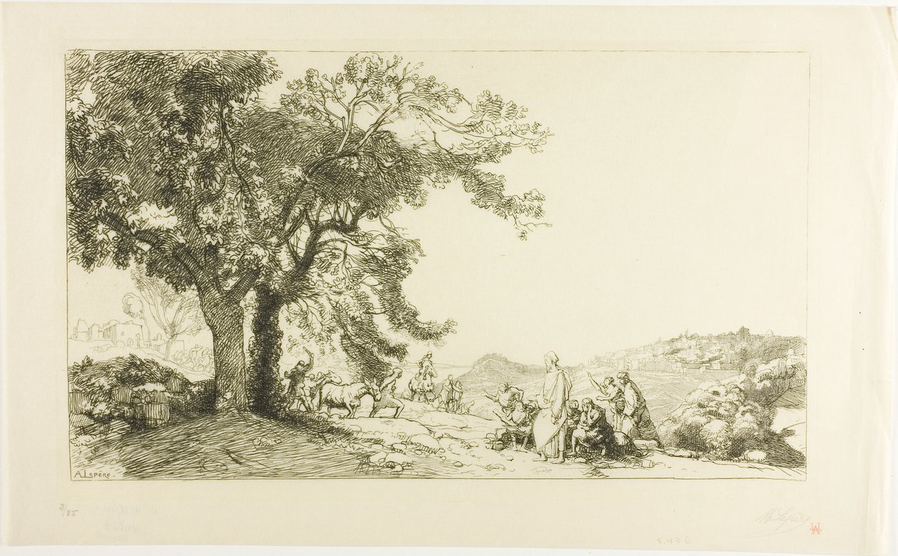 Christus op de morgen van Palmzondag door Louis Auguste Lepère