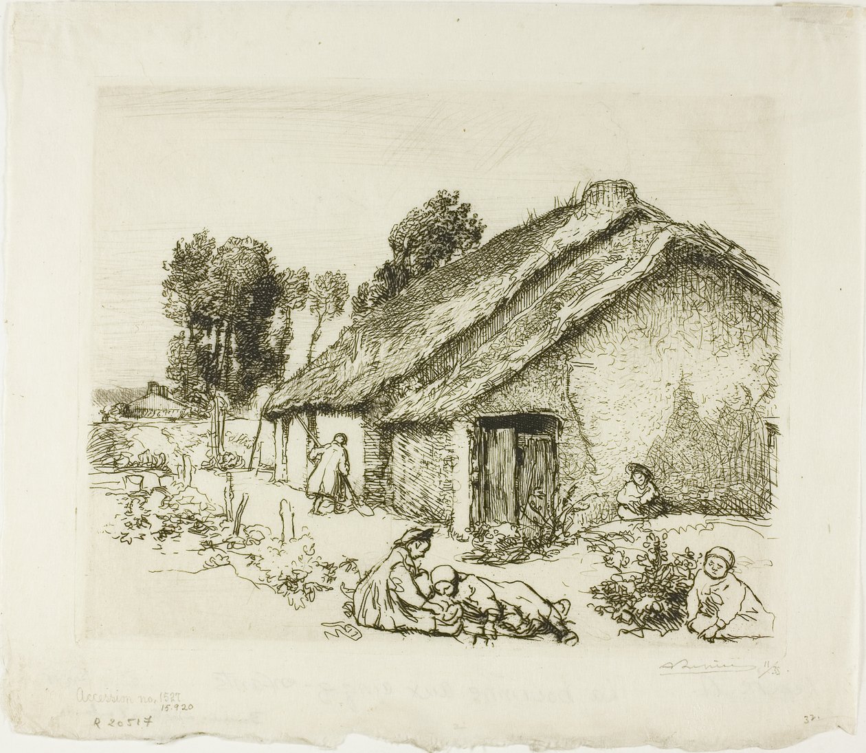 Huisje met vijf kinderen door Louis Auguste Lepère