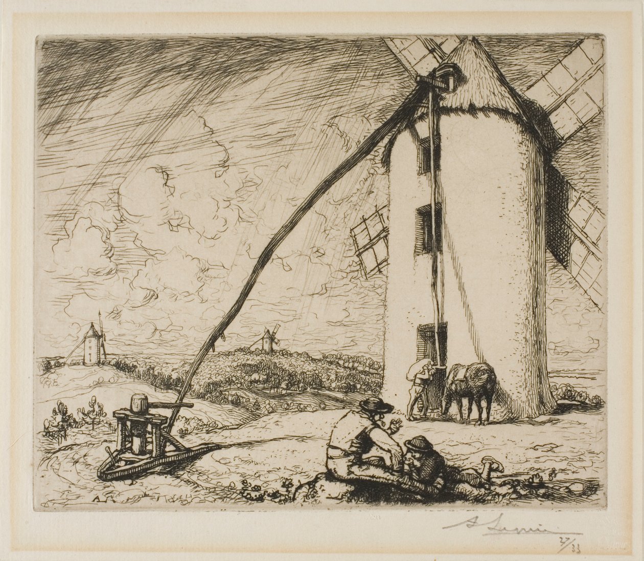 Moulin des Chapelles door Louis Auguste Lepère