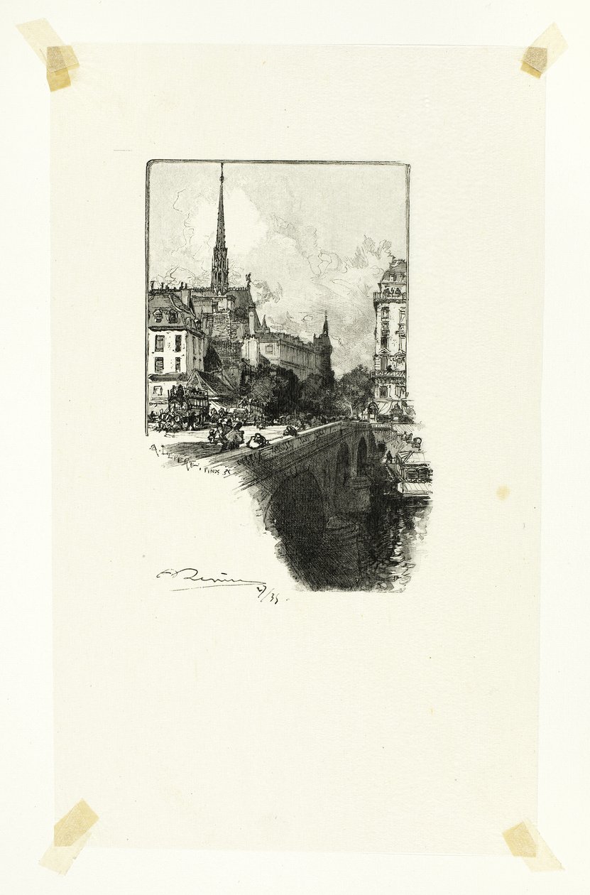 Pont Saint-Michel, plaat twaalf uit Le Long de la Seine et des Boulevards door Louis Auguste Lepère