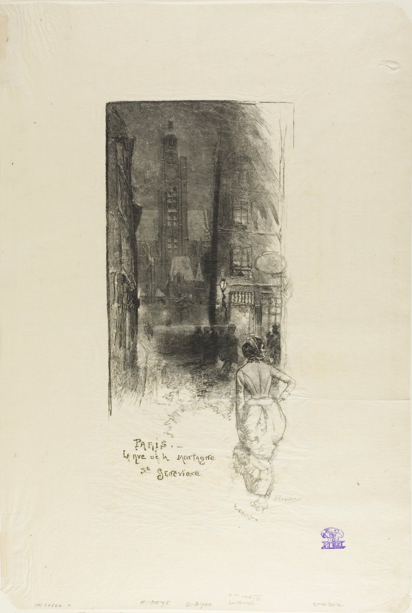 Parijs: de Rue de la Montagne-Ste-Geneviève door Louis Auguste Lepère