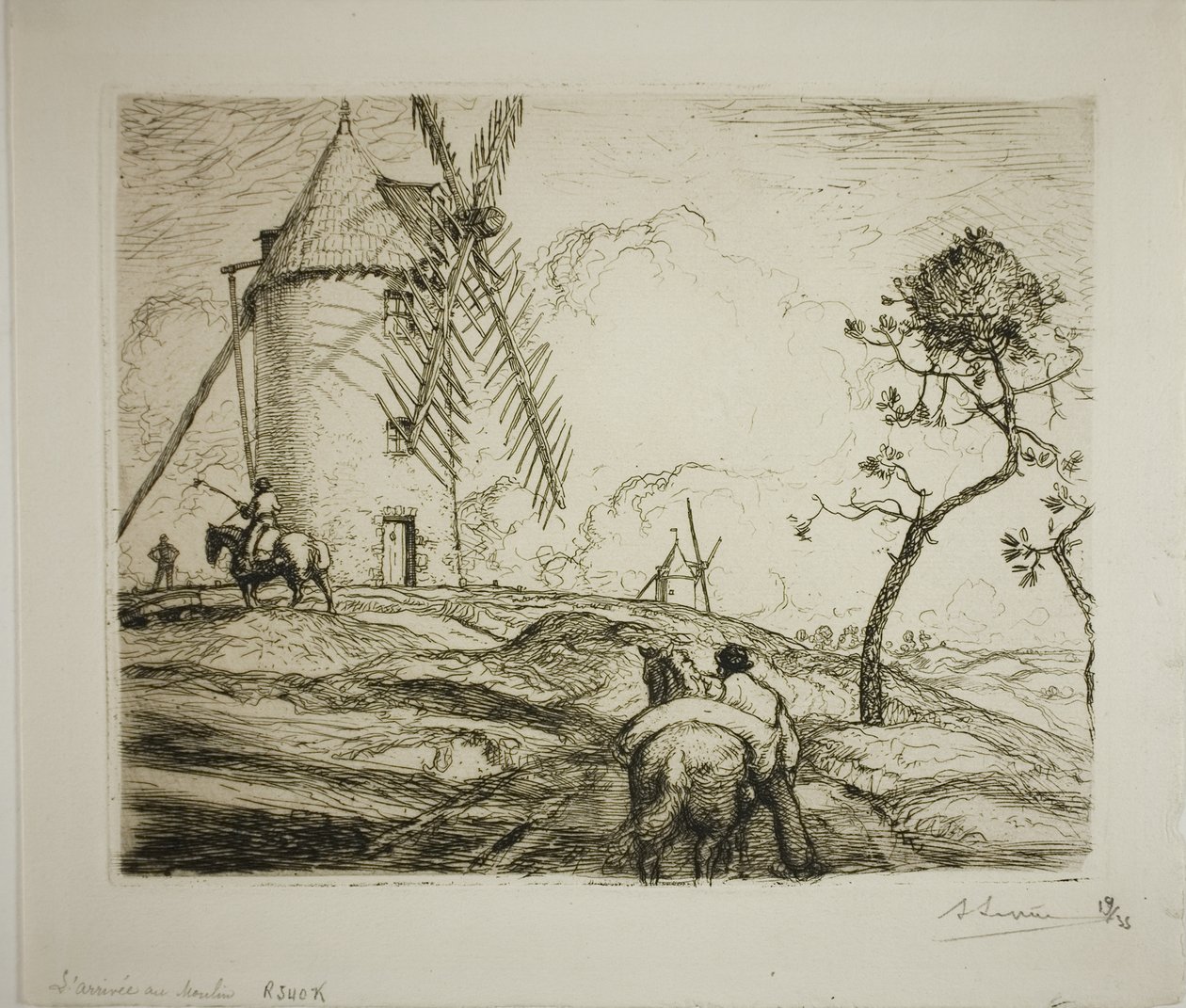 De aankomst bij de molen door Louis Auguste Lepère