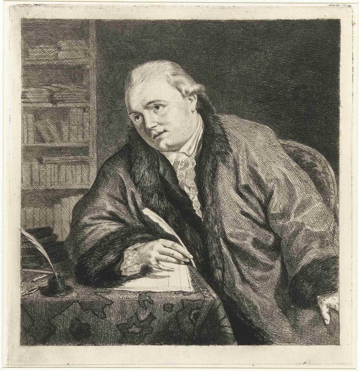 Portret van de componist en etser Johan Antoni Kauclitz Colizzi door Louis Bernard Coclers