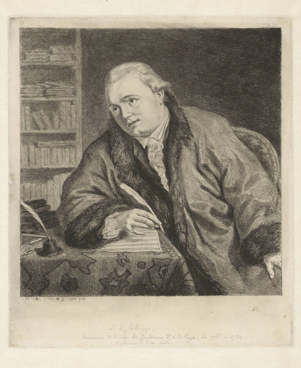 Portret van de componist en etser Johan Antoni Kauclitz Colizzi door Louis Bernard Coclers