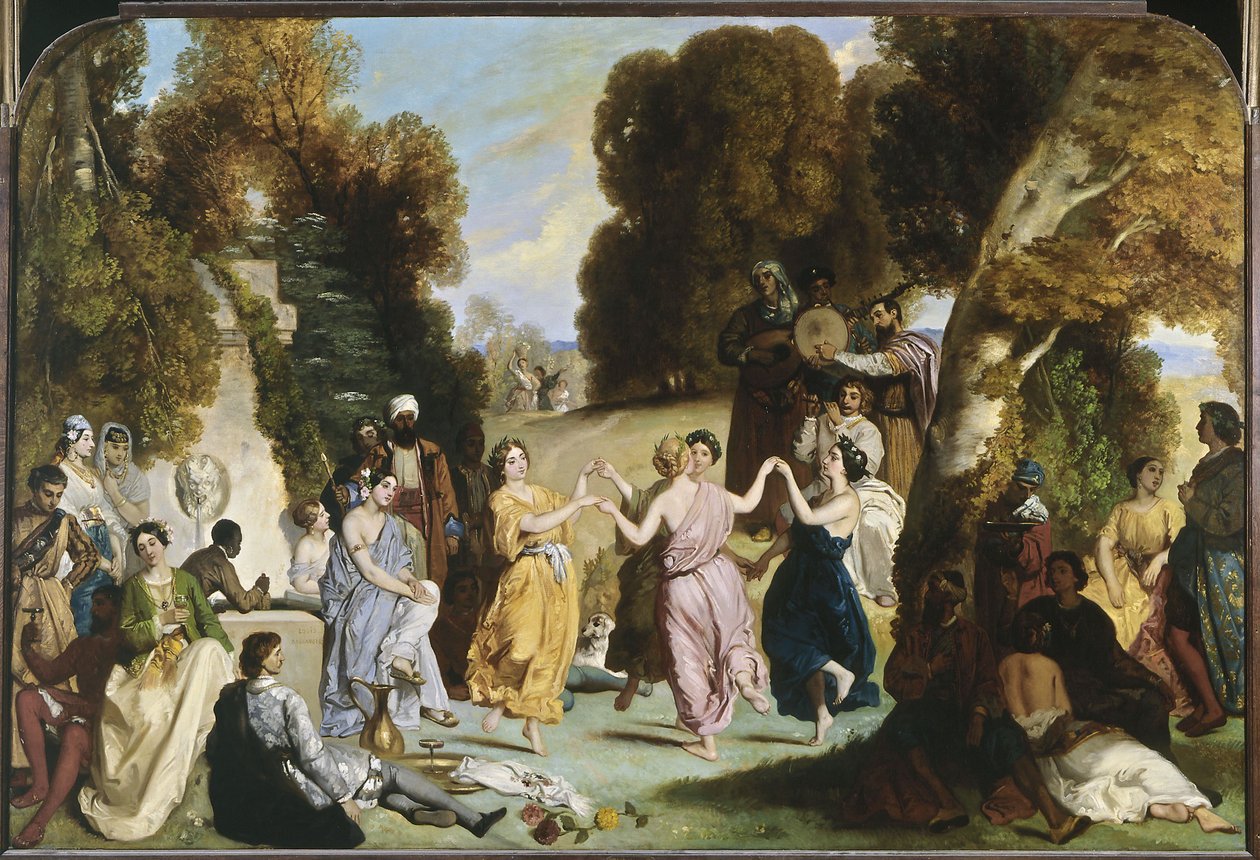 Dans van de Muzen, tussen 1846 en 1851 (olieverf op doek) door Louis Boulanger