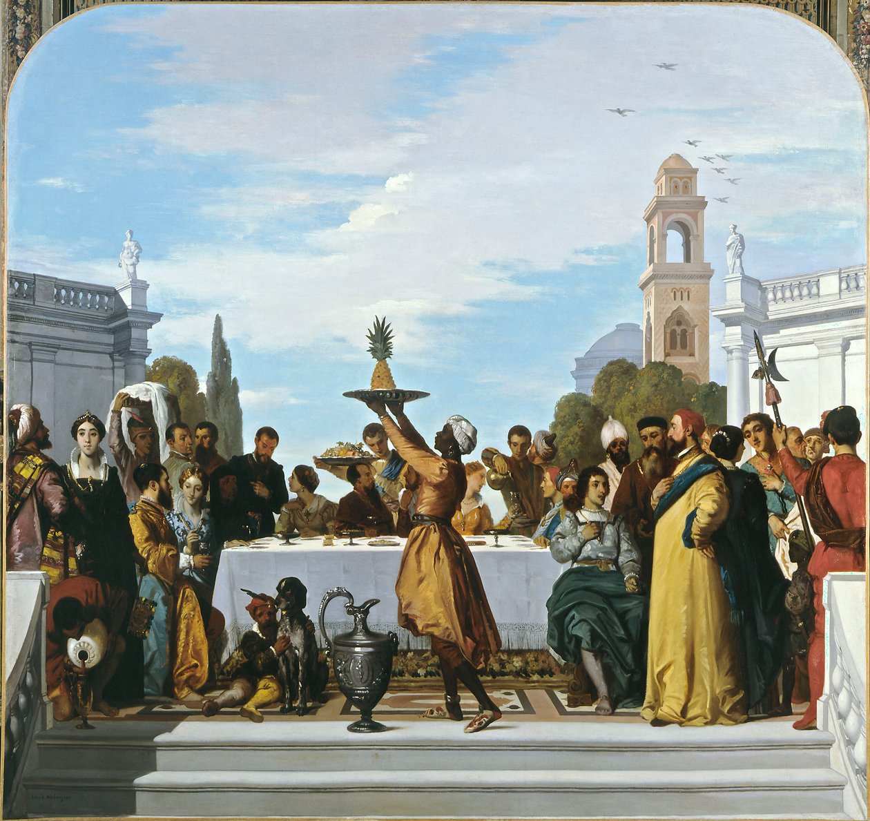 Venetiaanse stijl feest, middenpaneel door Louis Boulanger