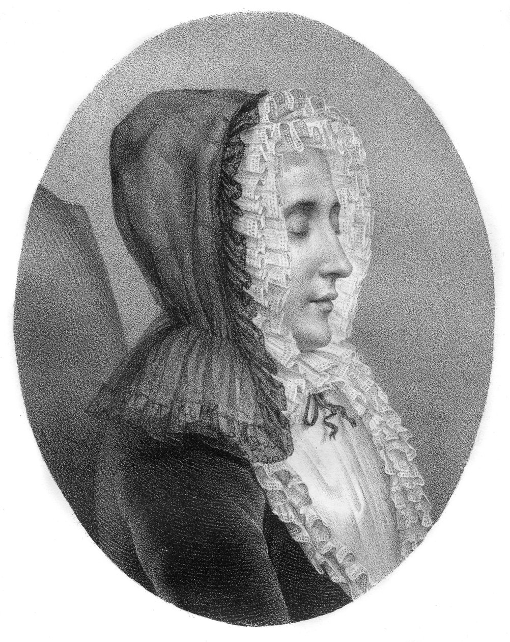 Portret van Madame du Deffand - Marie de Vichy-Chamrond, Marquise du Deffand door Louis Carrogis (after) Carmontelle