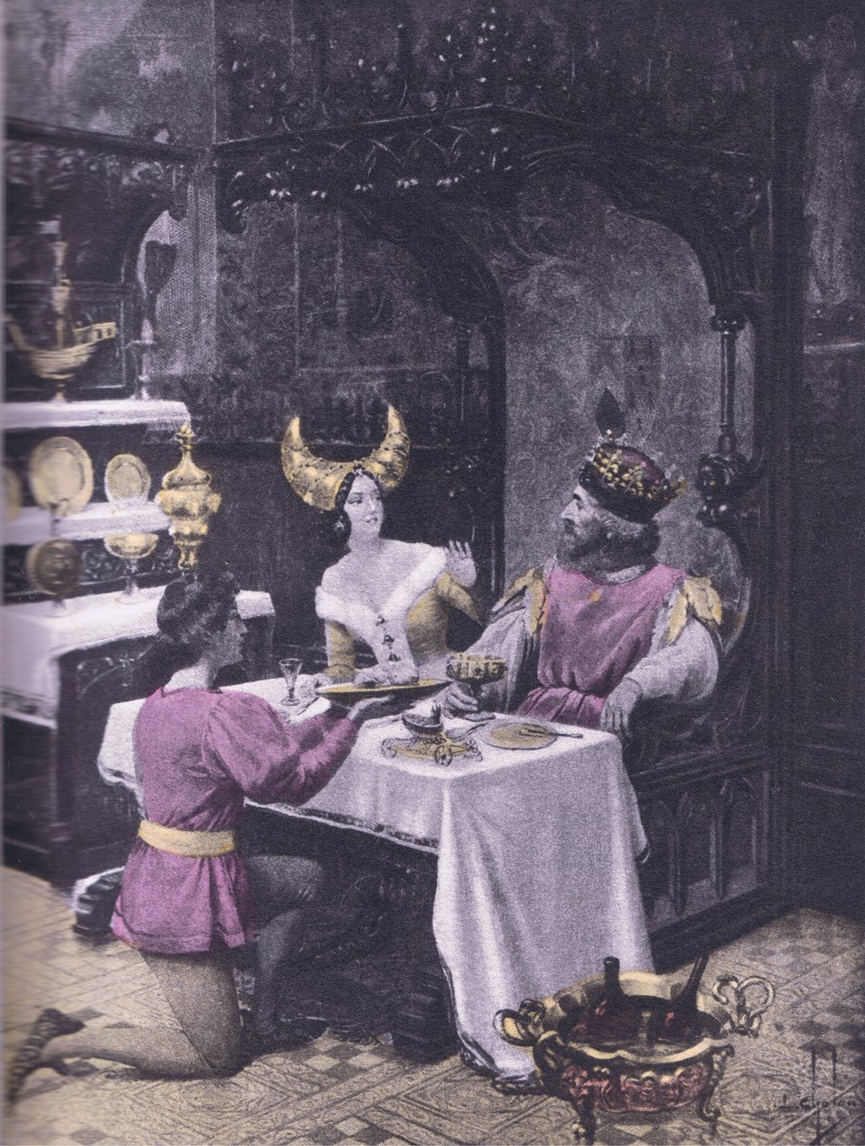 Het diner van kippen, illustratie uit Decameron van Boccaccio gepubliceerd door Navarre Society jaren 1930 door Louis Chalon