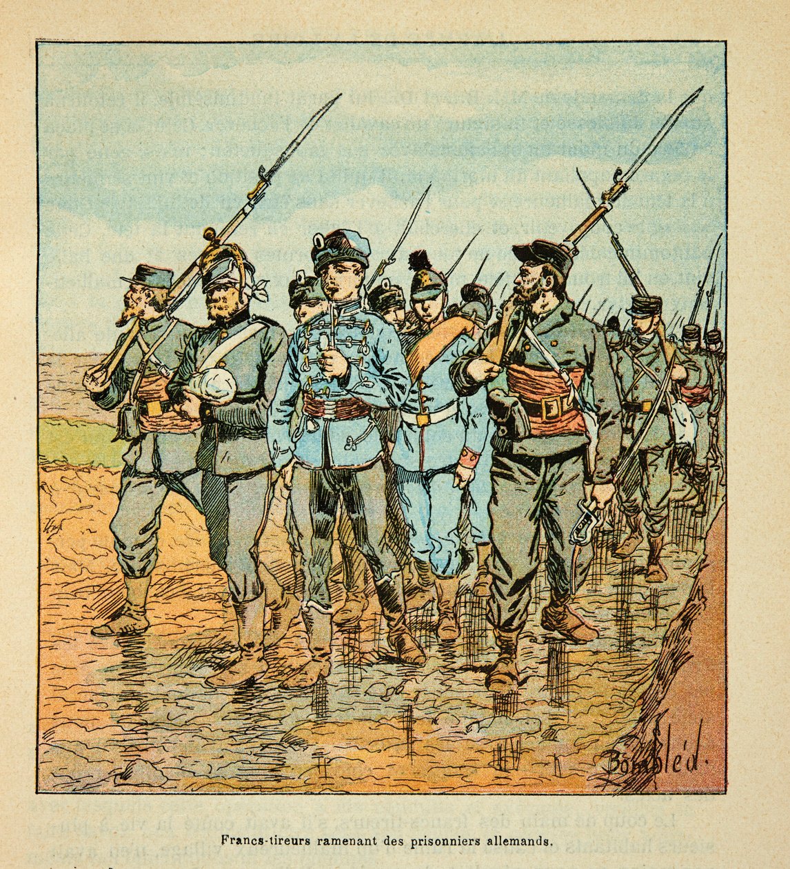 Freesinchers brengen Duitse gevangenen terug in oktober 1870 door Louis Charles Bombled