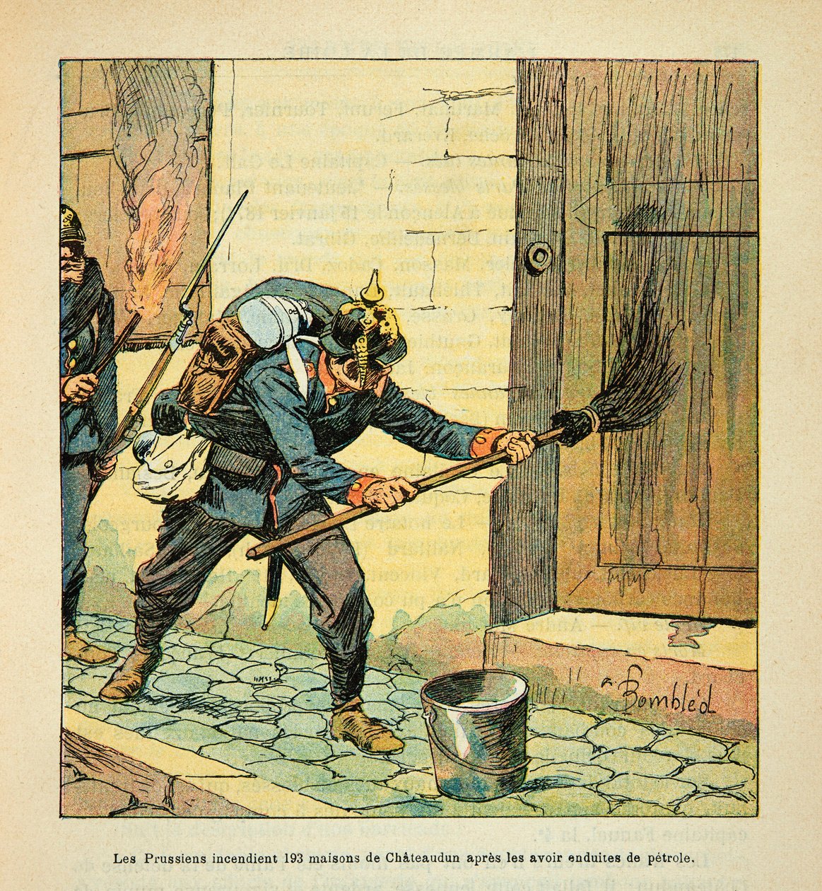 De Pruisen steken 193 huizen in brand na de verovering van de stad Chateaudun, na ze met olie te hebben bedekt in oktober door Louis Charles Bombled