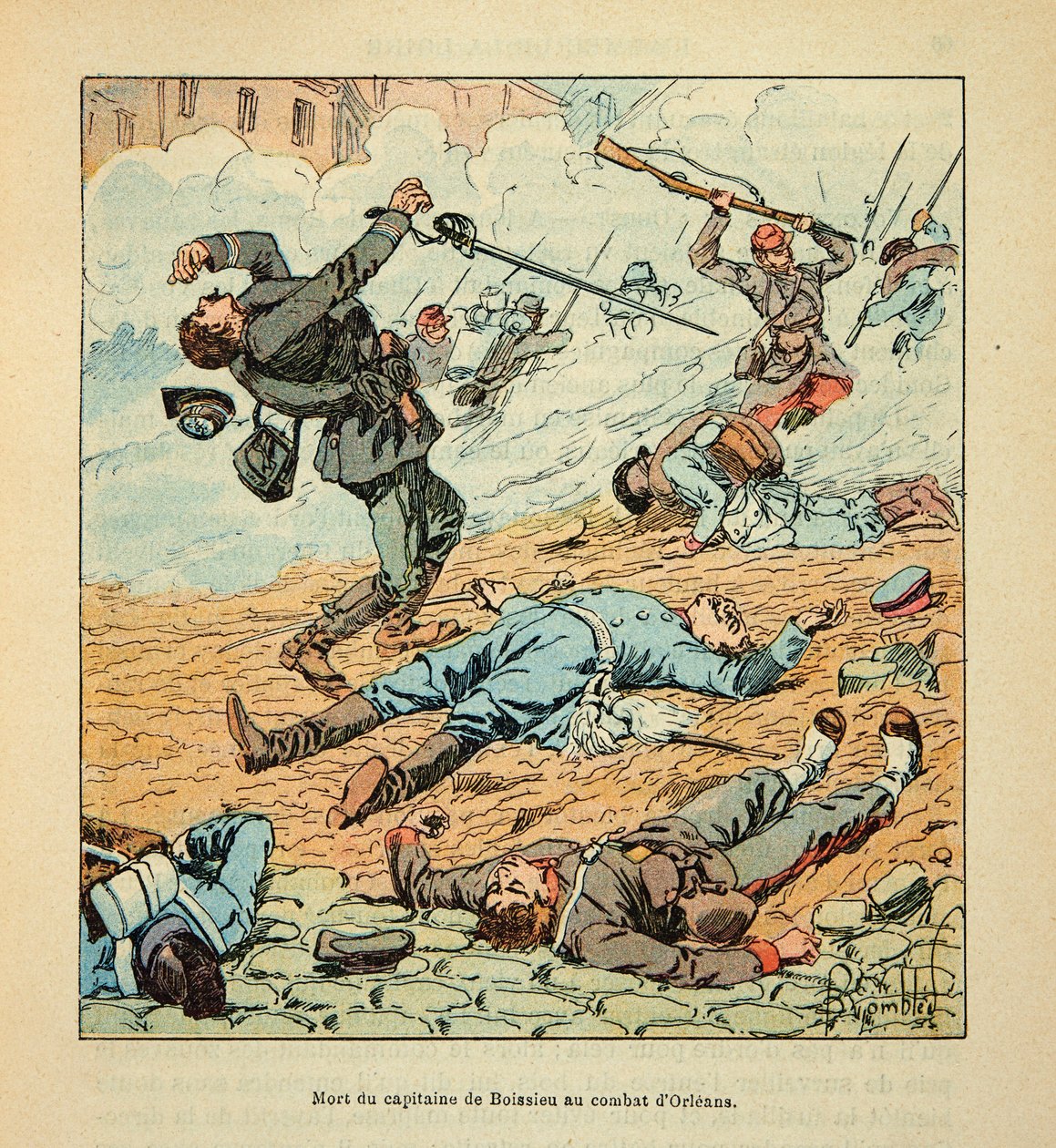 De dood van kapitein De Boissieu tijdens de gevechten van Orleans op 11 oktober 1870 door Louis Charles Bombled