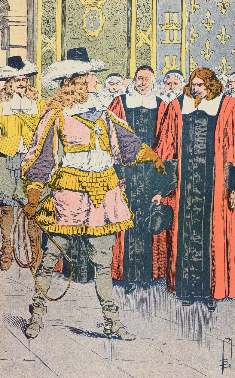 Lodewijk XIV bezoekt het Franse Parlement, illustratie uit 