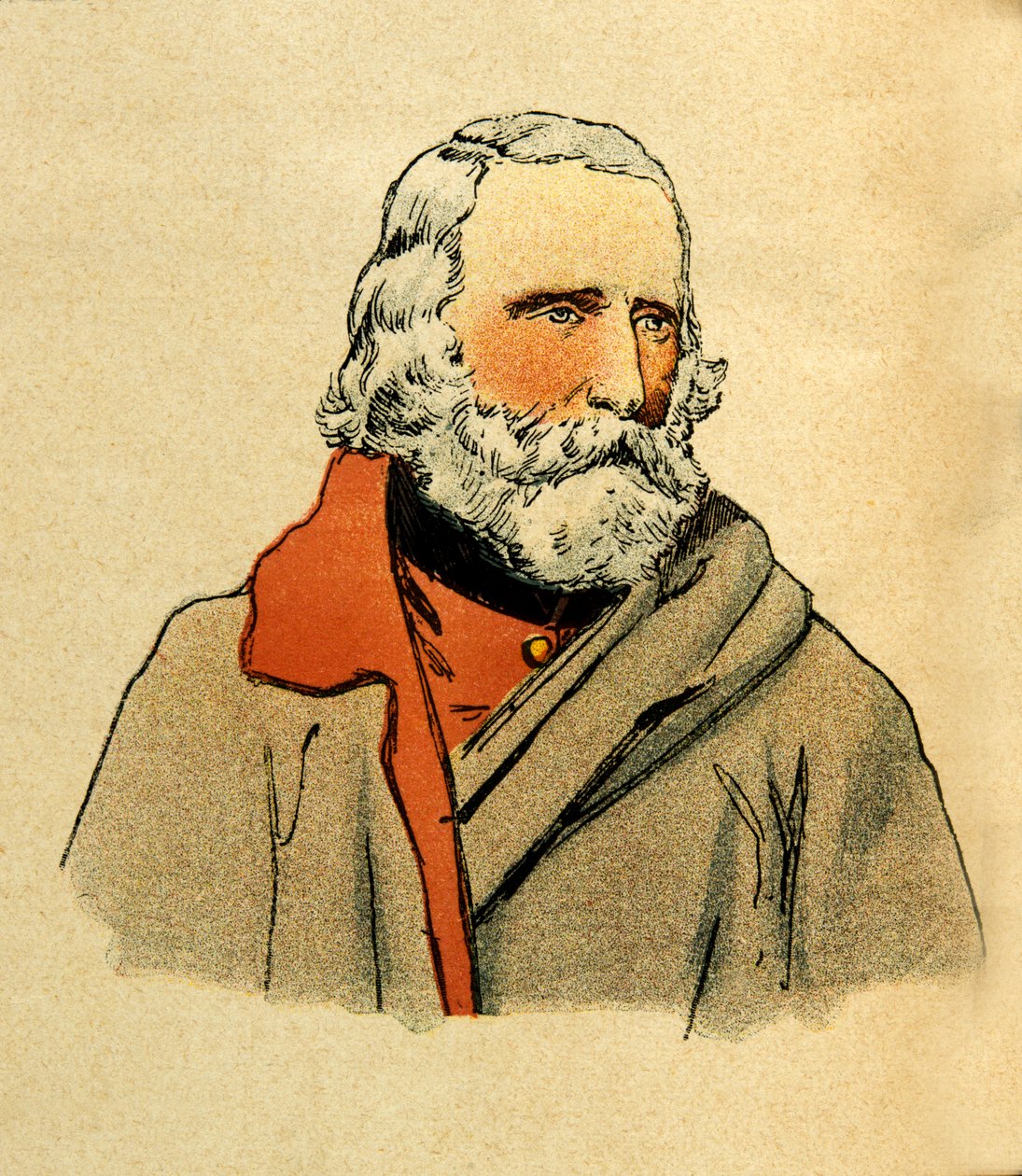 Het Oostelijke Leger van Eugene Sergeant, bekend als Grenest, geïllustreerd door Louis Bombled (1862-1927) (Frans-Duitse Oorlog; campagne van 1870-1871): Portret van Giuseppe Garibaldi (1807-1882), Privécollectie door Louis Charles Bombled