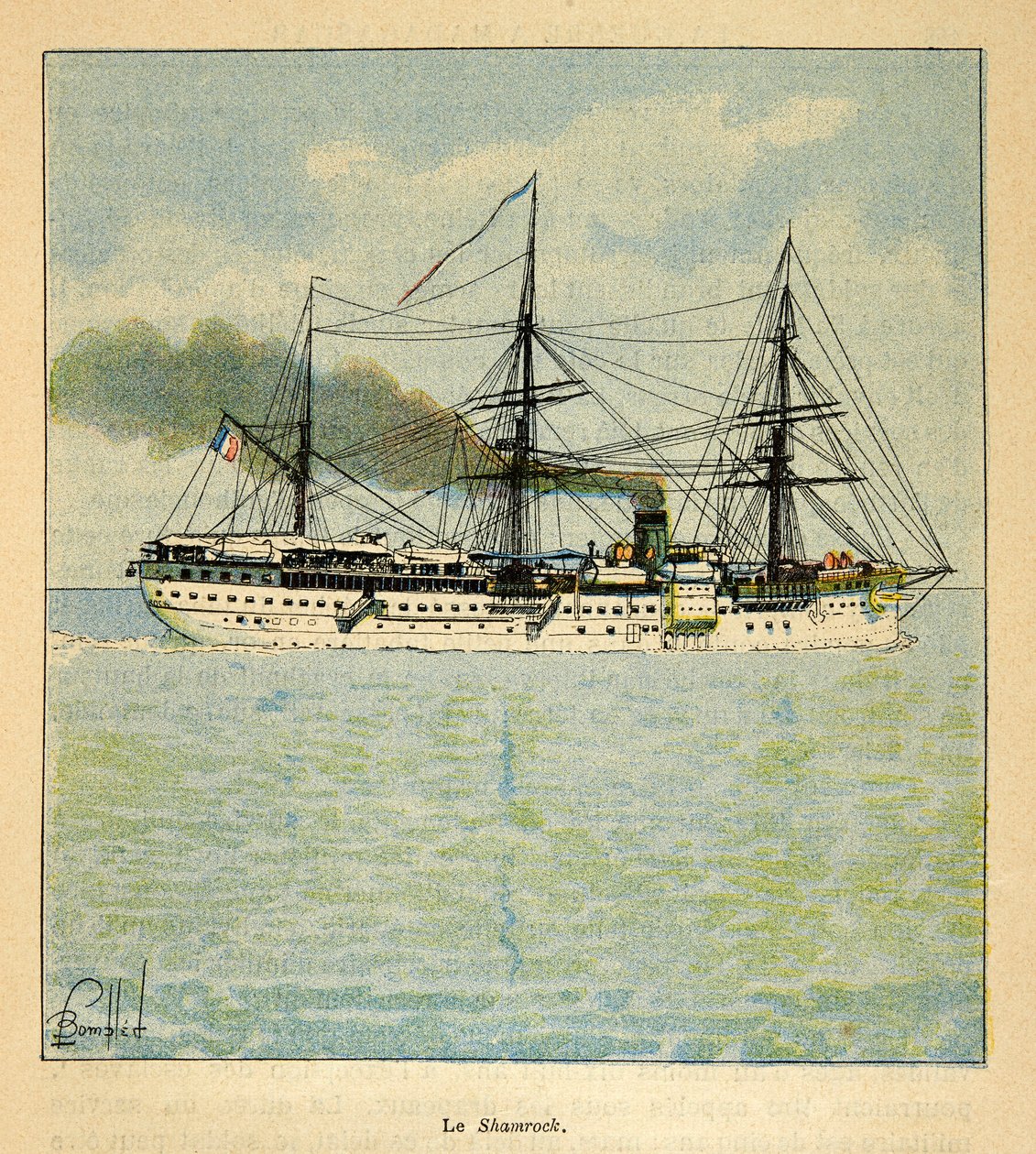 De oorlog in Madagaskar - Anekdotische geschiedenis van de Franse expedities van 1885-1895 door Henri Galli, geïllustreerd door Louis Bombled: Het hospitaalschip de 