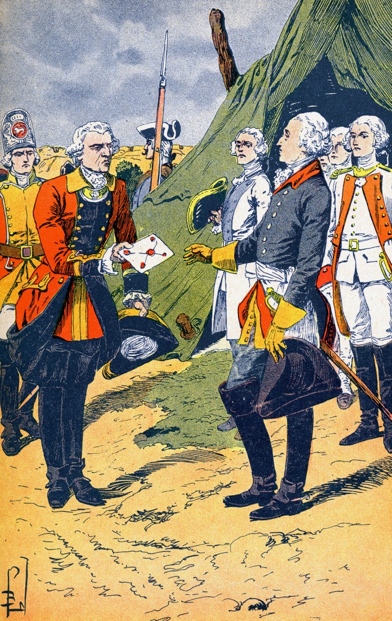 Washington ontvangt de overgave van Yorktown door Louis Charles Bombled