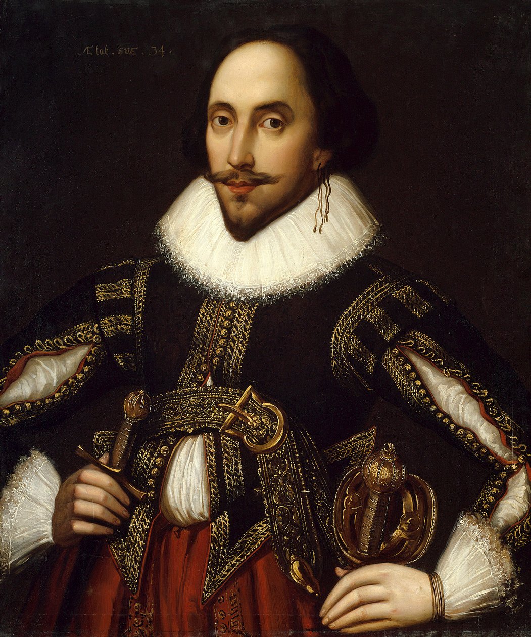 Portret van de Britse toneelschrijver William Shakespeare door Louis Coblitz
